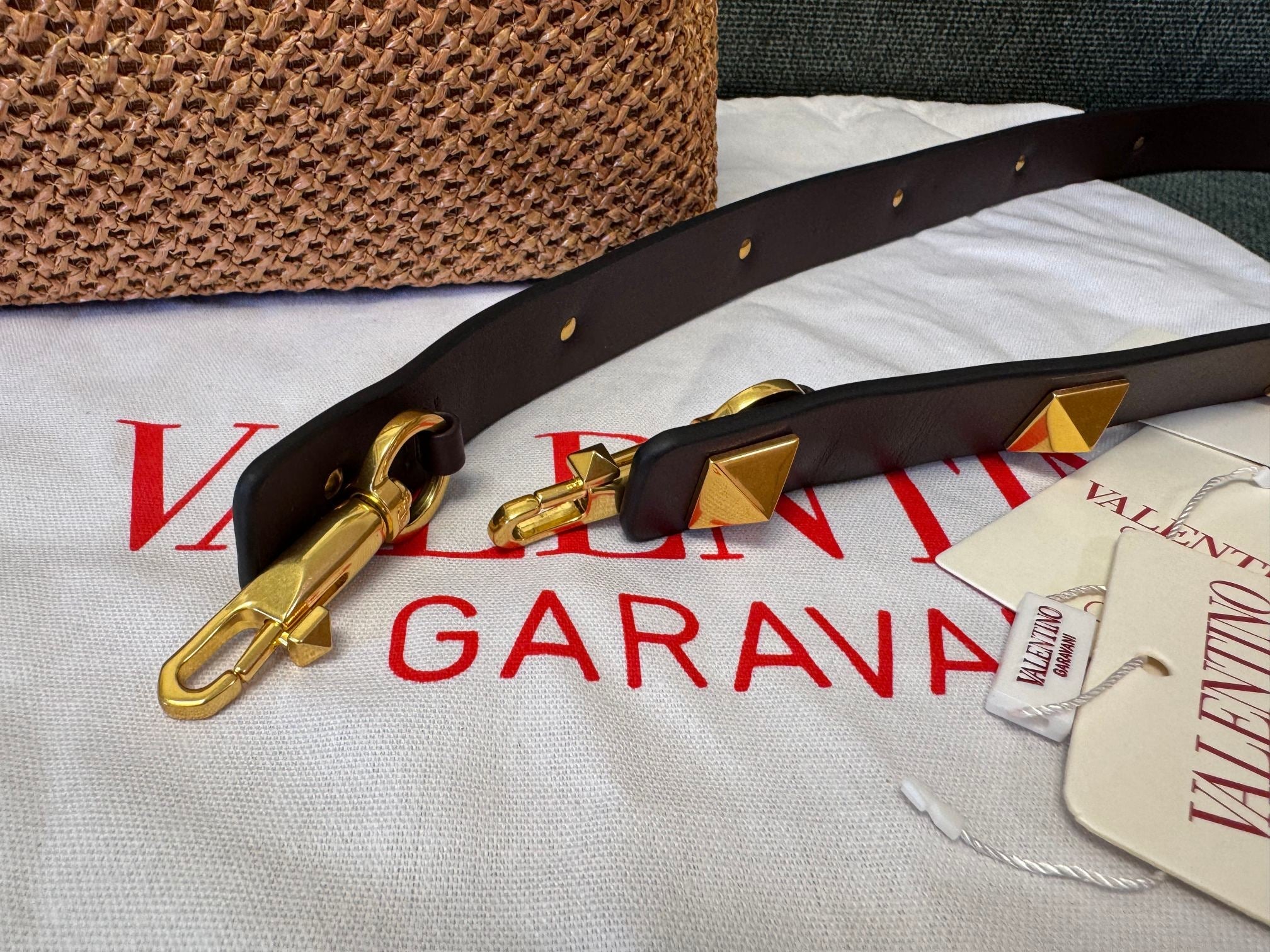 Valentino Spring and Summer 25 Tote Bag Brown Raffia