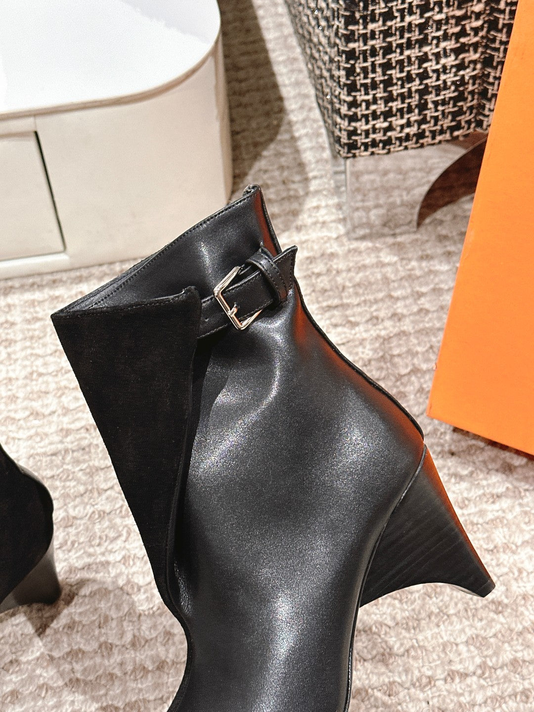 HM Ankle Boots 60mm Black Calfskin And Suede  972382