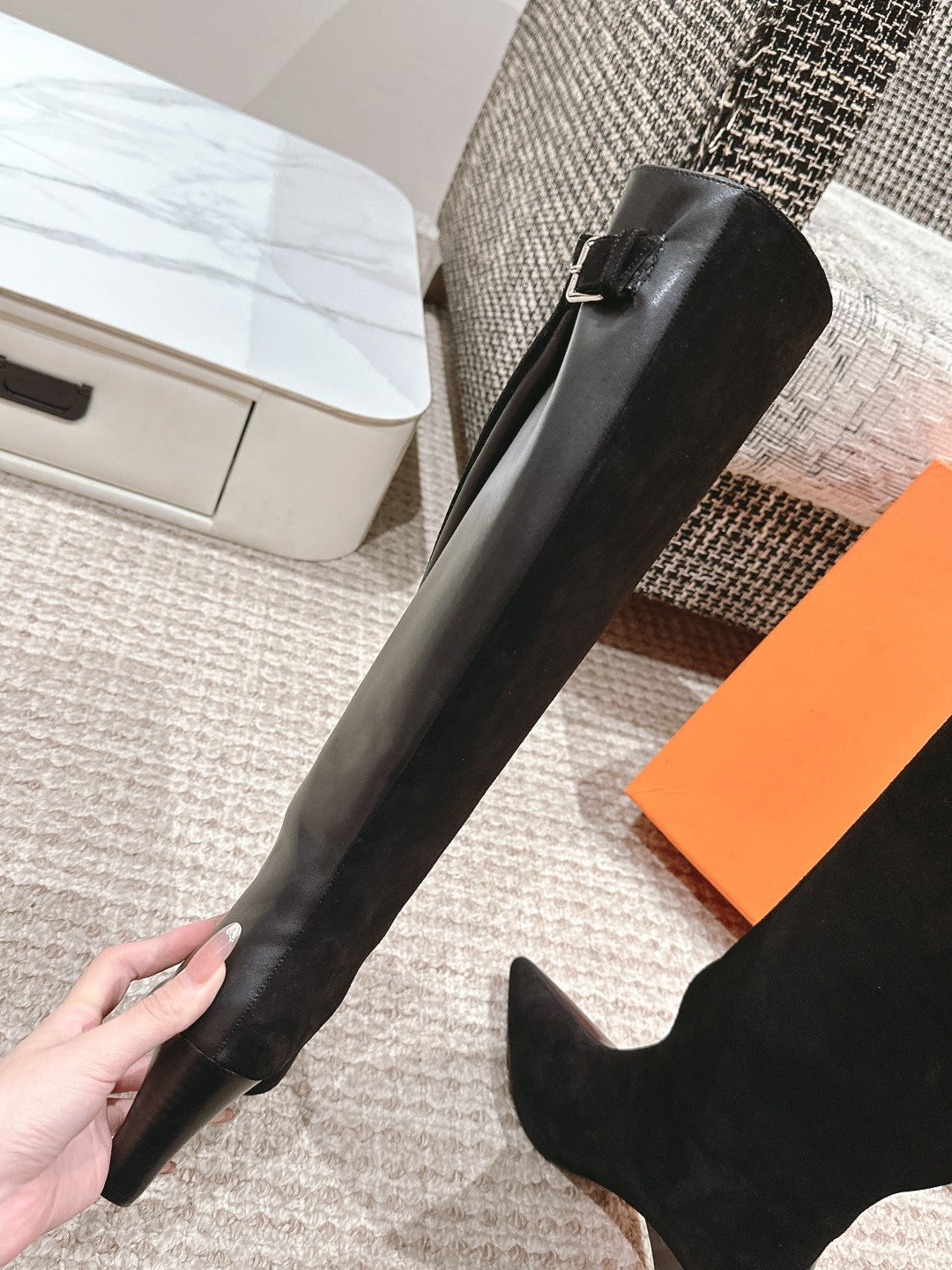 HM High Boots 60mm Black Calfskin And Suede  972385