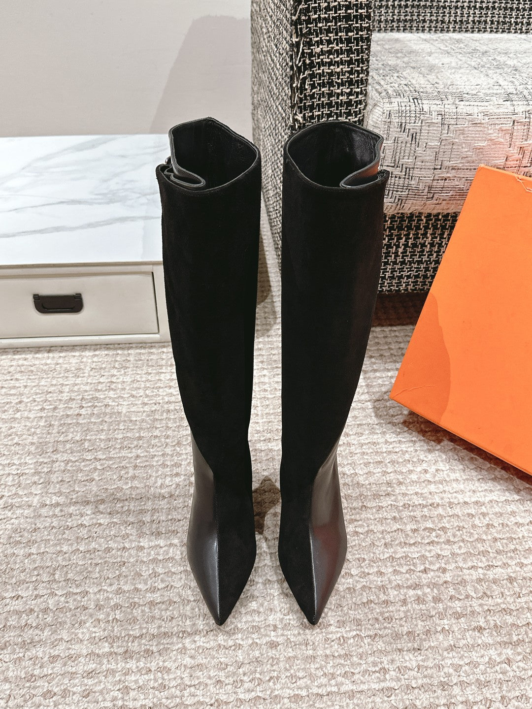 HM High Boots 60mm Black Calfskin And Suede  972385