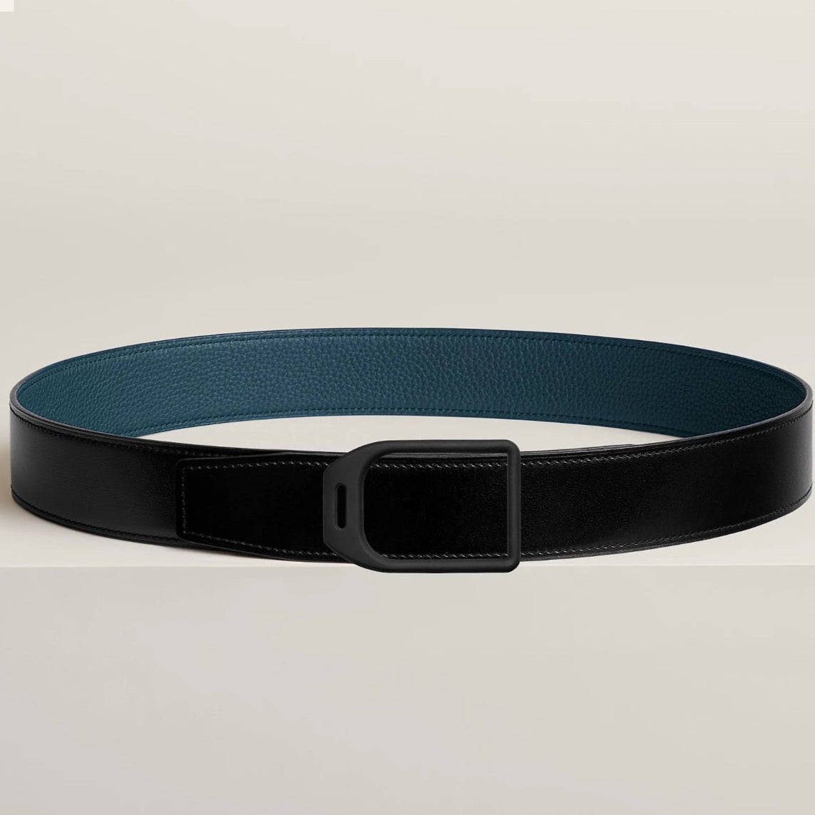 HM Jockey Buckle Belt 38mm Prussian blue Black  Leather 187521