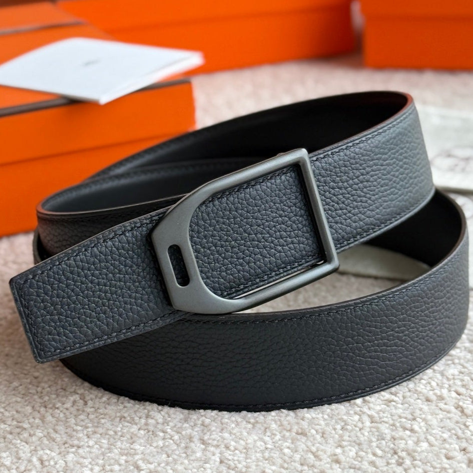 HM Jockey Buckle Belt 38mm Black Calfskin 187512
