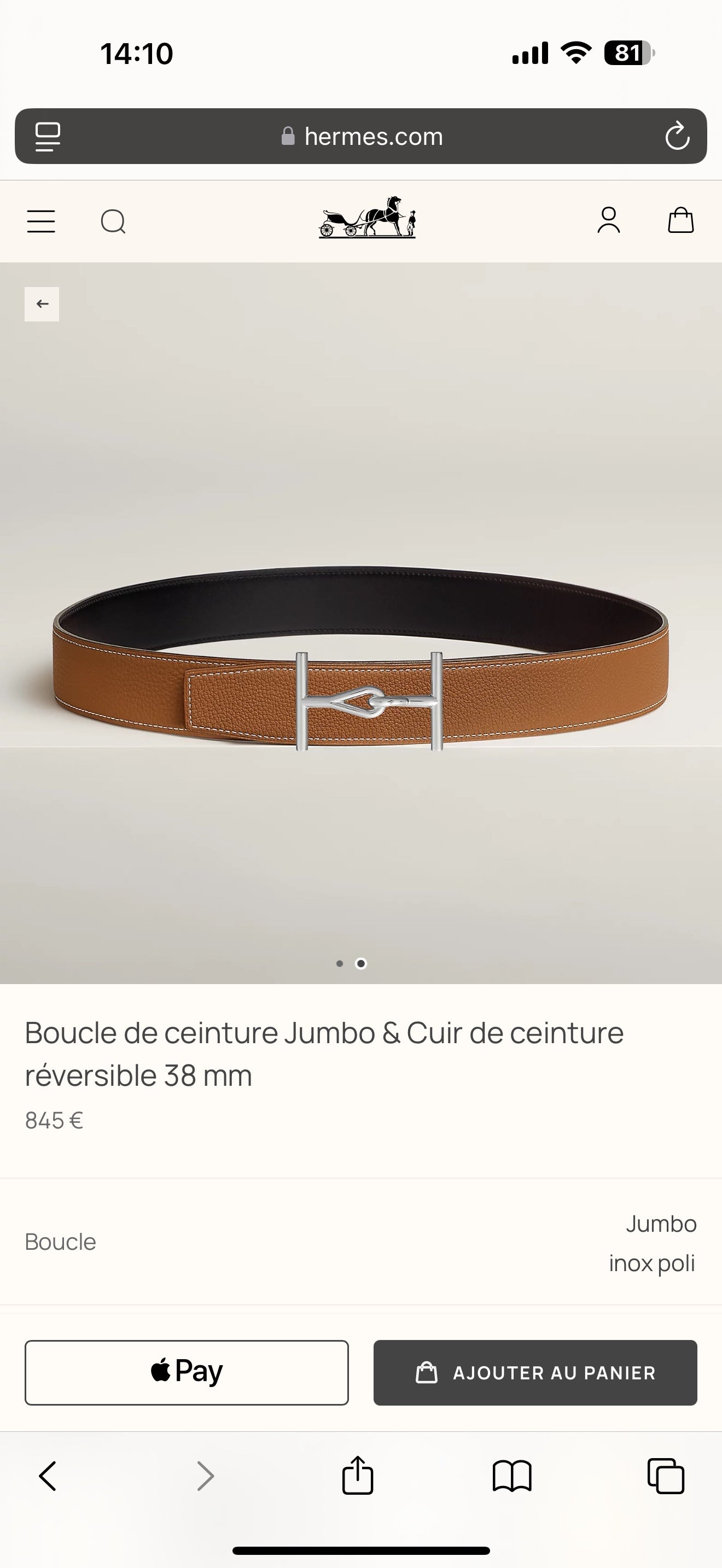 HM Jumbo Buckle Belt 38mm Brown Black Leather 187559