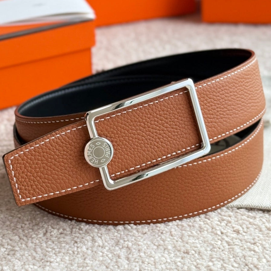 HM Oscar Buckle Belt 38mm Brown Black Leather 187557