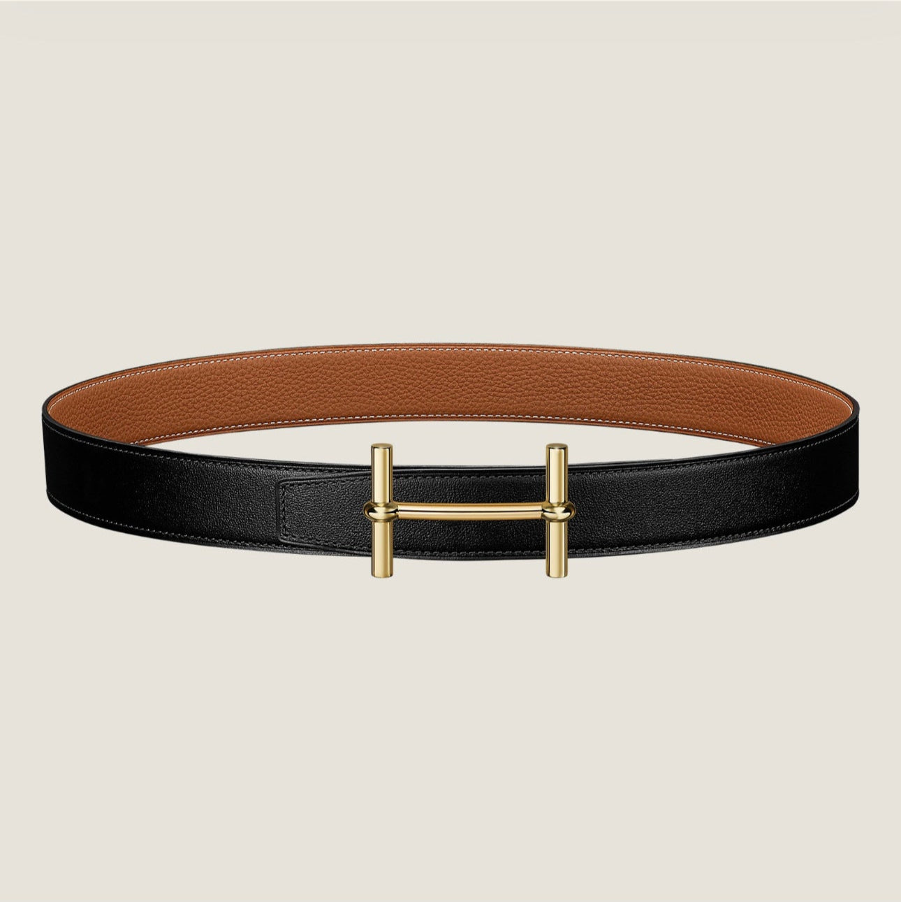 HM H d'Ancre Buckle Belt 32mm Brown Leather 187771