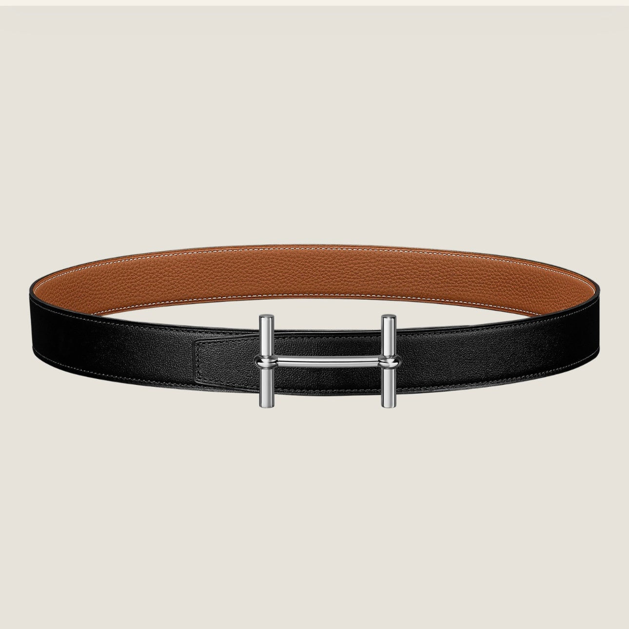 HM H d'Ancre Buckle Belt 32mm Brown Leather 187771
