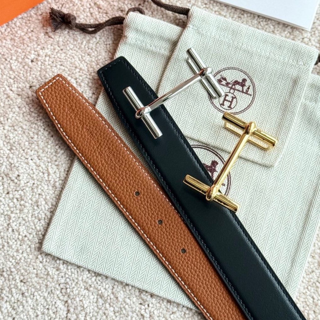 HM H d'Ancre Buckle Belt 32mm Brown Leather 187771