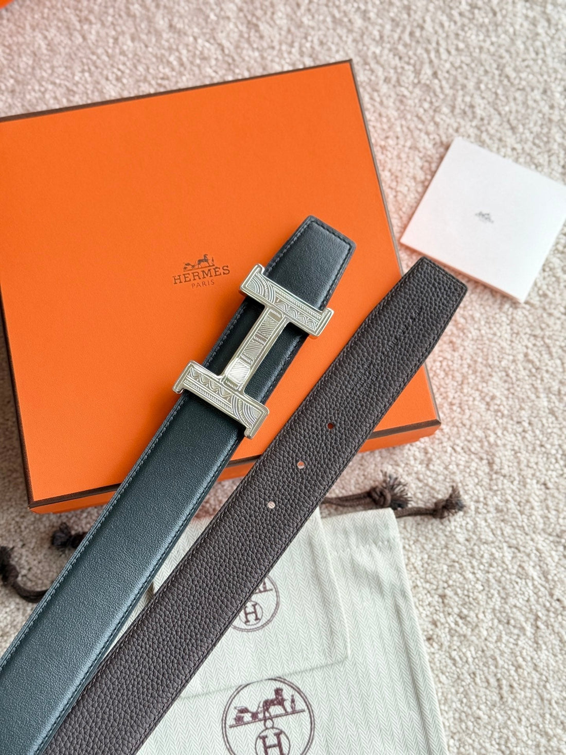 HM Constance Touareg 38mm Belt Black Ebony Leather 188430