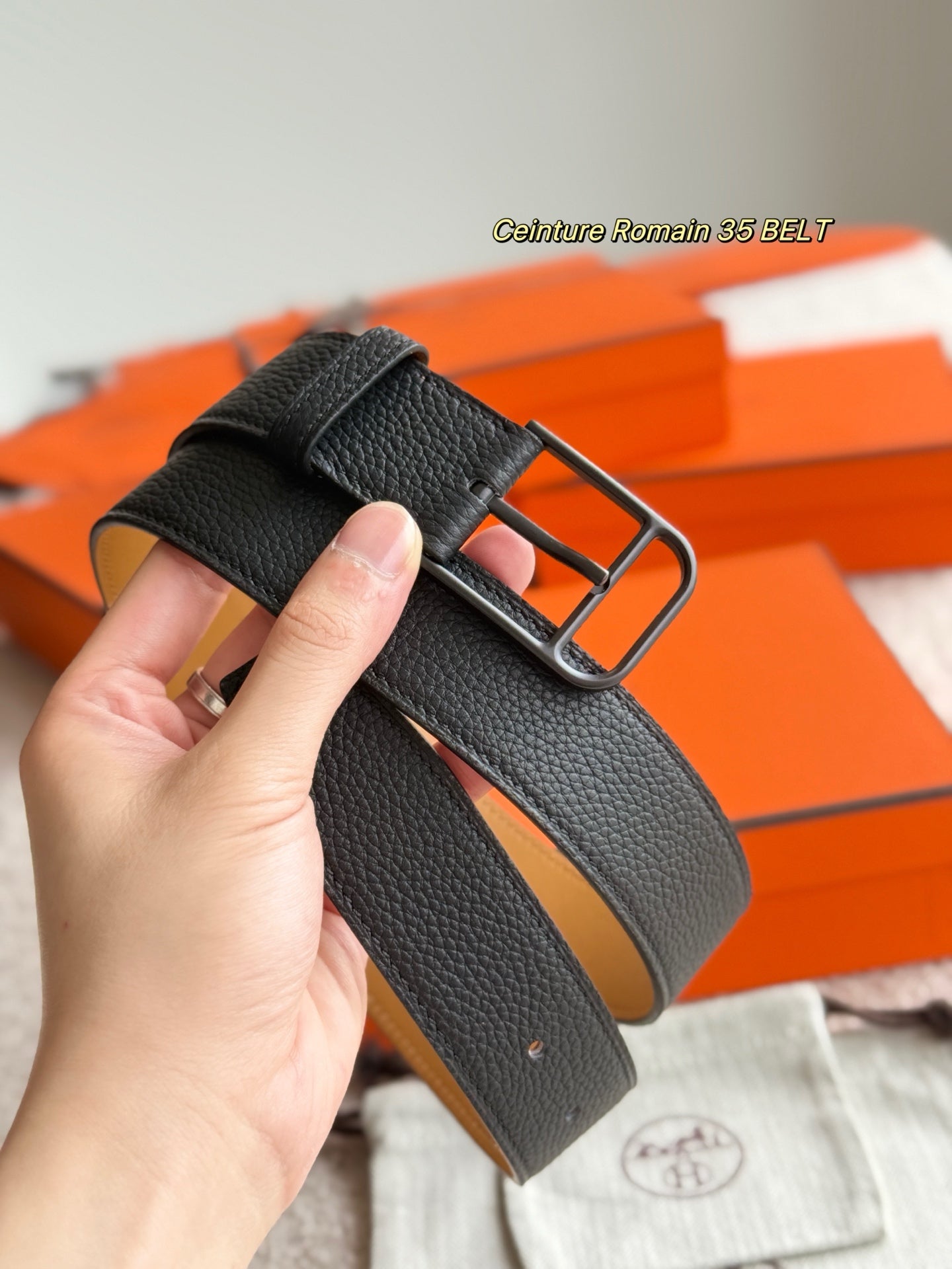 HM 35mm Romain Belt Black Brown Leather 188396