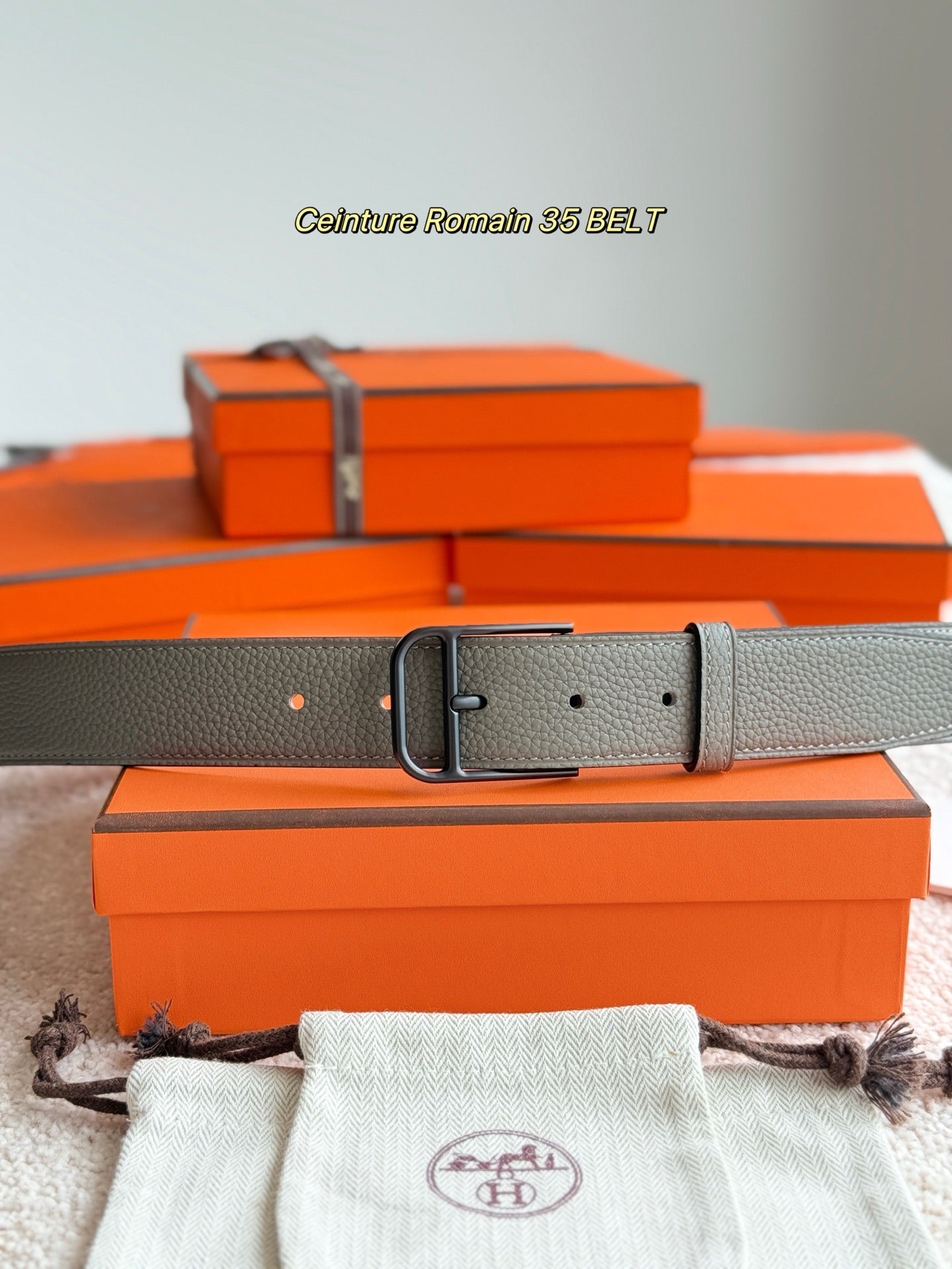 HM 35mm Romain Belt Meyer gray Leather 188394