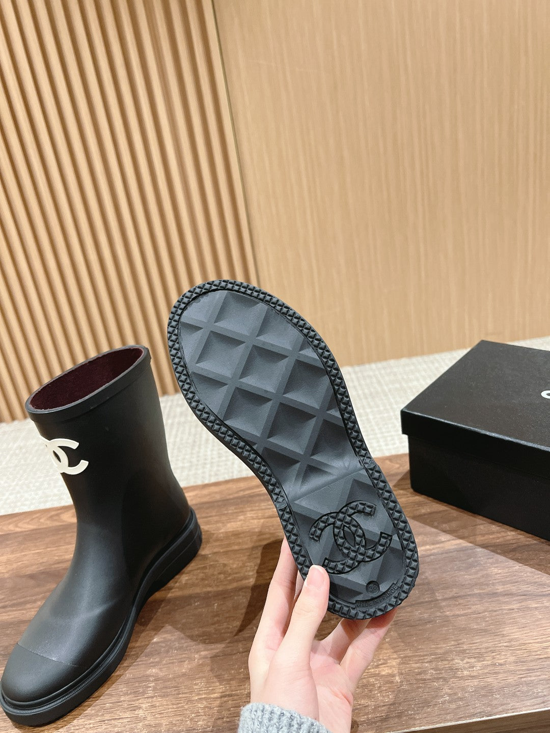 CC RAIN BOOTS BLACK TPU WITH WHITE LOGO