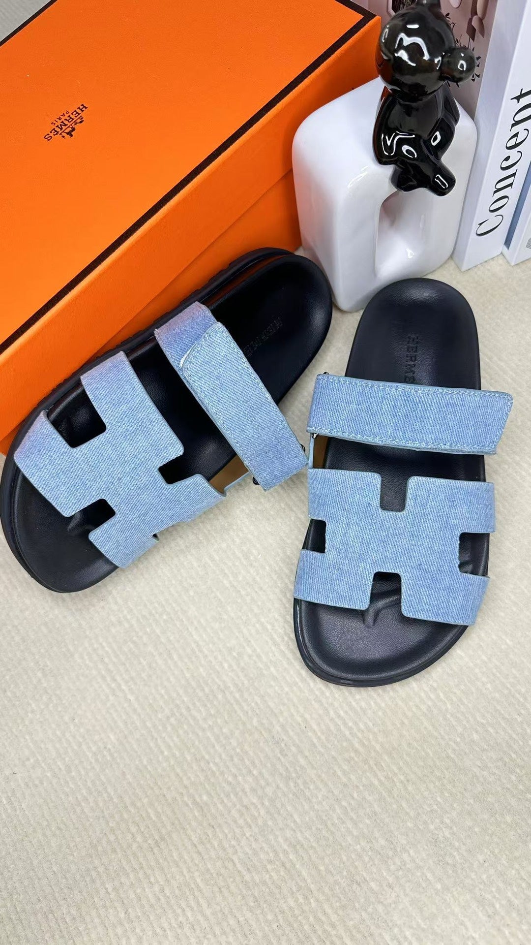 HM Men's Chypre Slide Blue Denim Cowhide 540212