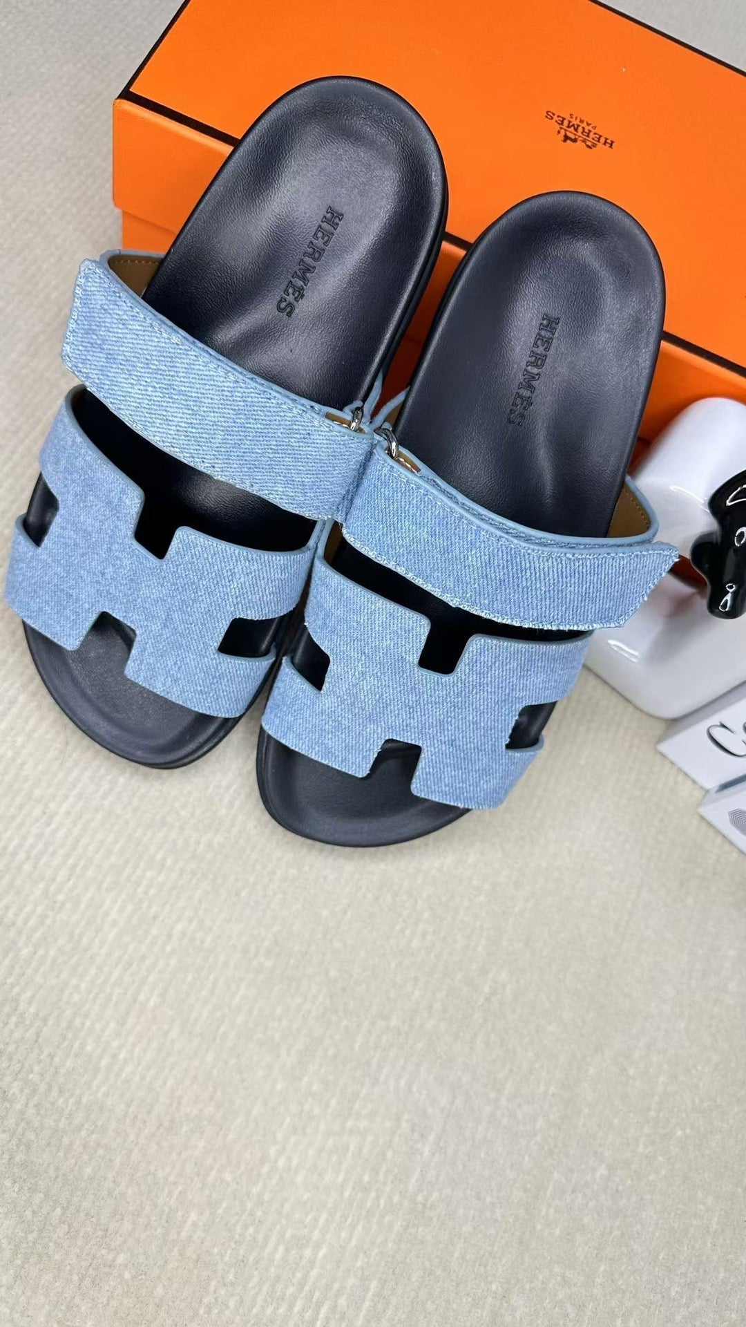 HM Men's Chypre Slide Blue Denim Cowhide 540212