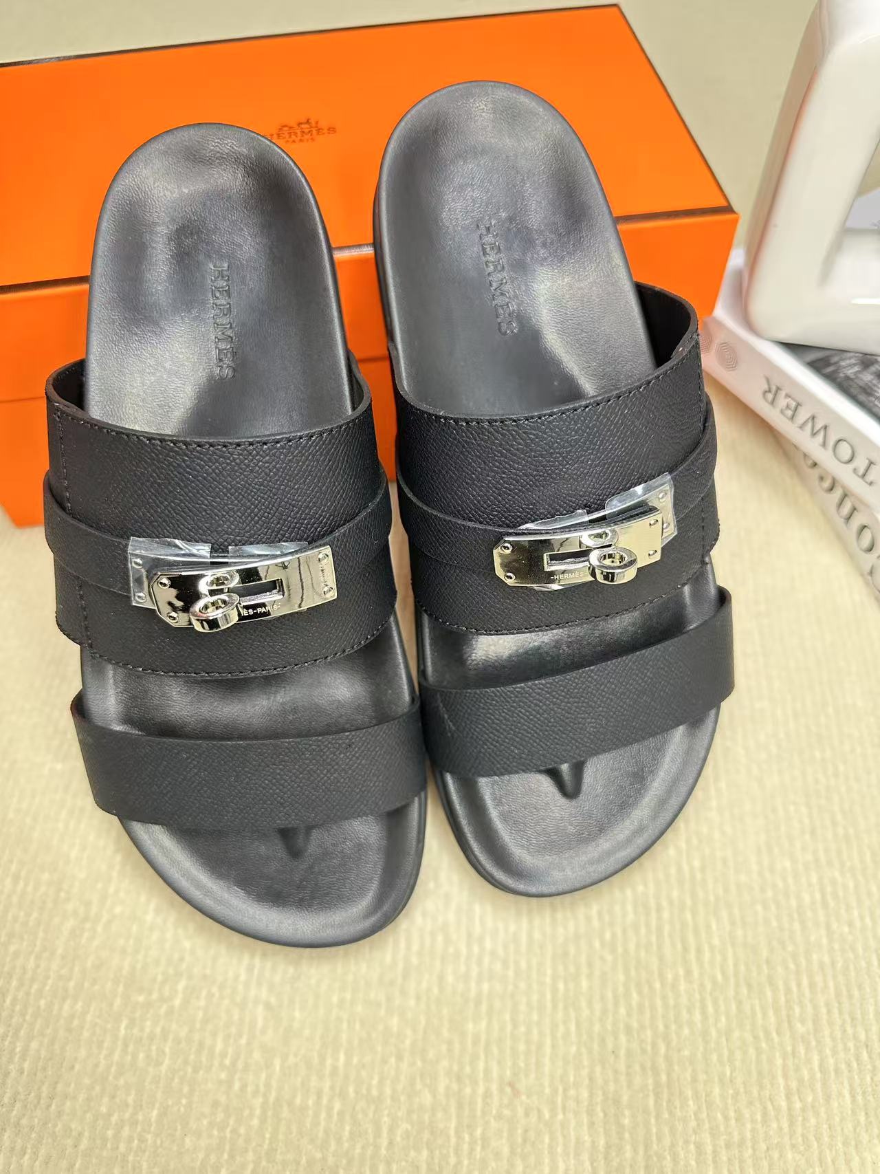 HM Men's Jackson Slide Blackish Cowhide 540231