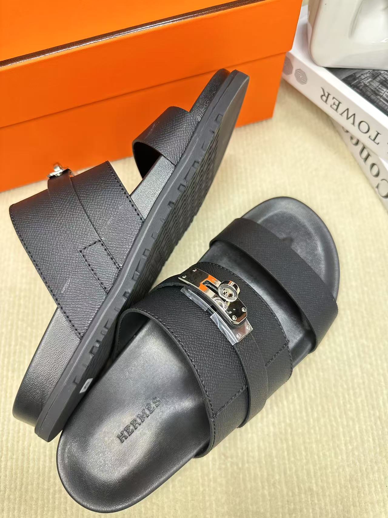 HM Men's Jackson Slide Blackish Cowhide 540231