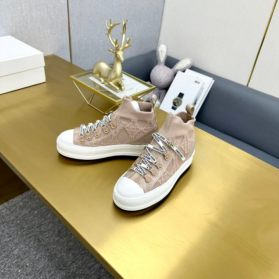 Walk'n'Dior Sneaker In Nude Macrocannage Wool And Cowhide 111935