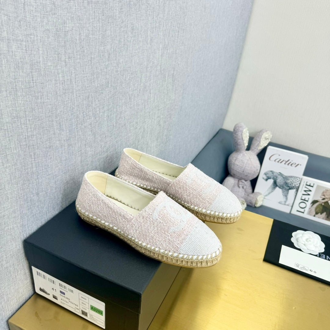 espadrillÃ© pink tweed white sequin