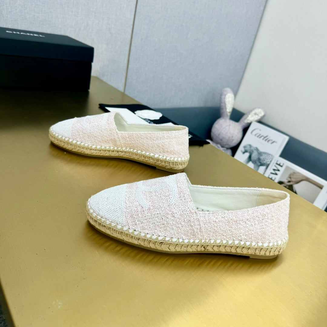 espadrillÃ© pink tweed white sequin