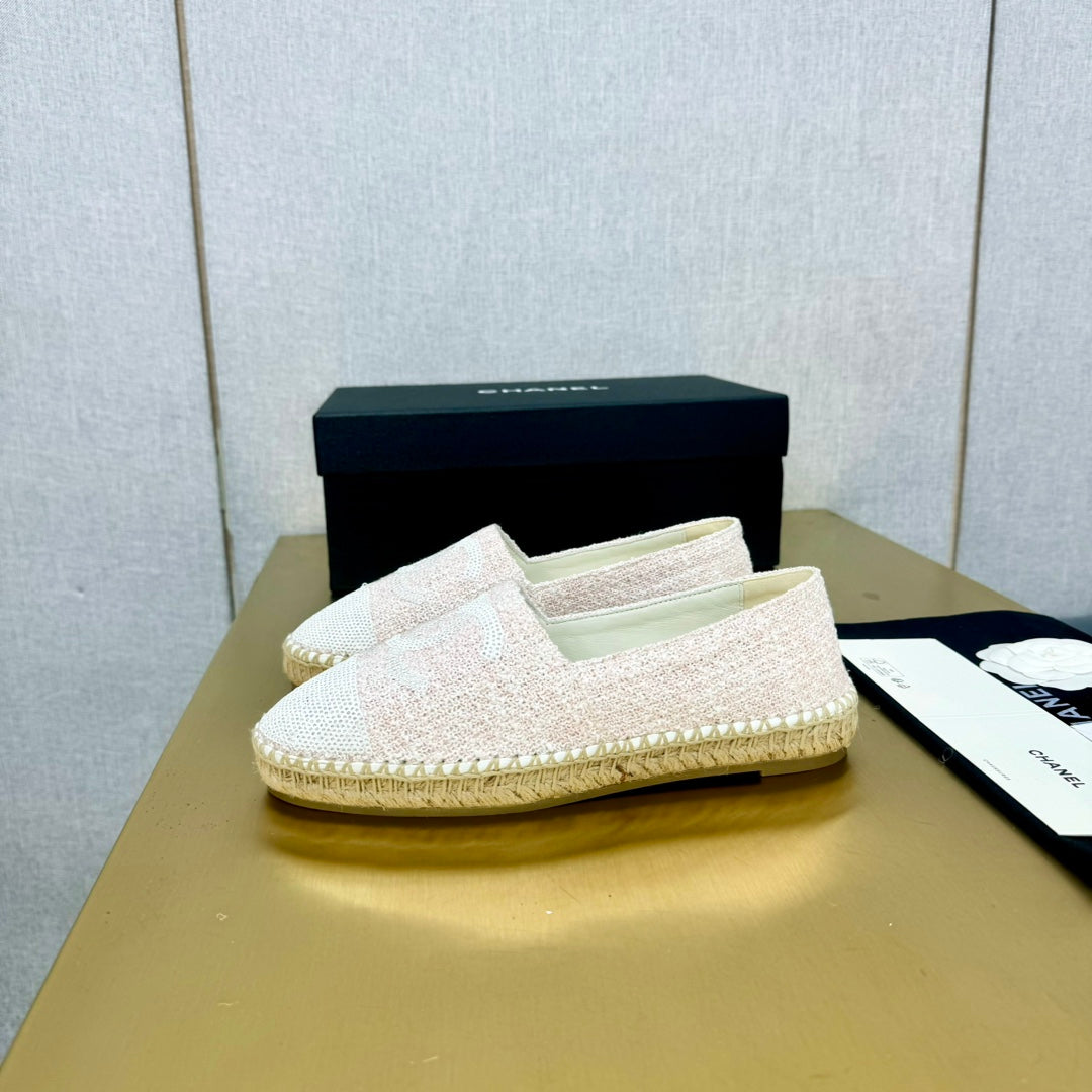 espadrillÃ© pink tweed white sequin