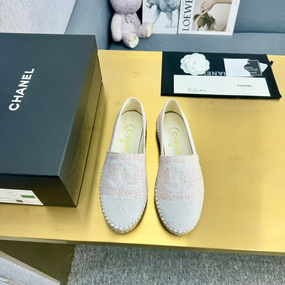 espadrillÃ© pink tweed white sequin