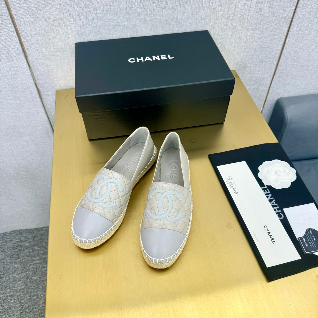 espadrilles smoke and silver gray calfskin
