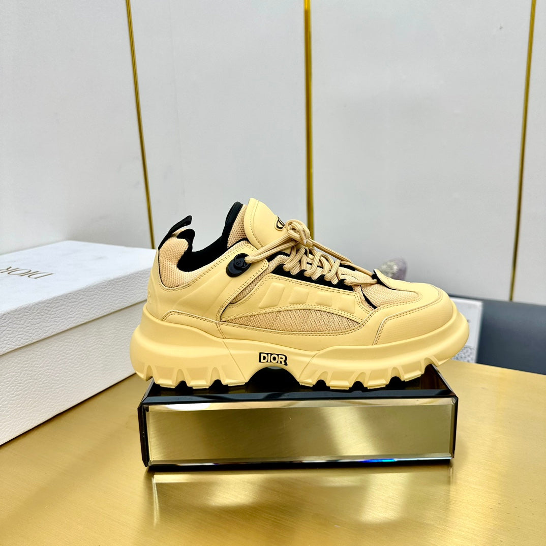 CD Sneaker 50mm In Light Yellow Cowhide And Mesh Fabric 111471