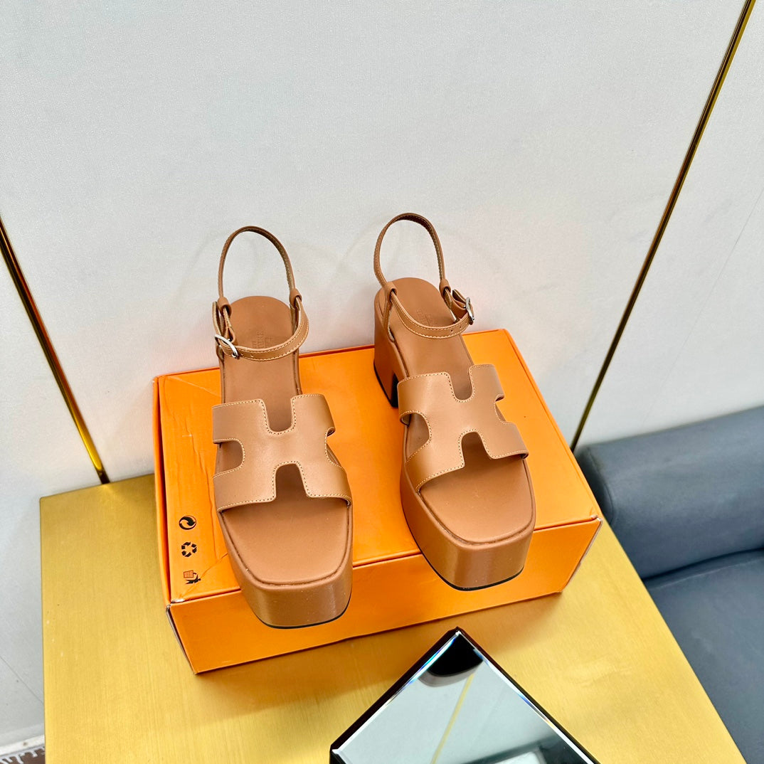 HM Platform Slingback Brown Calfskin 370755