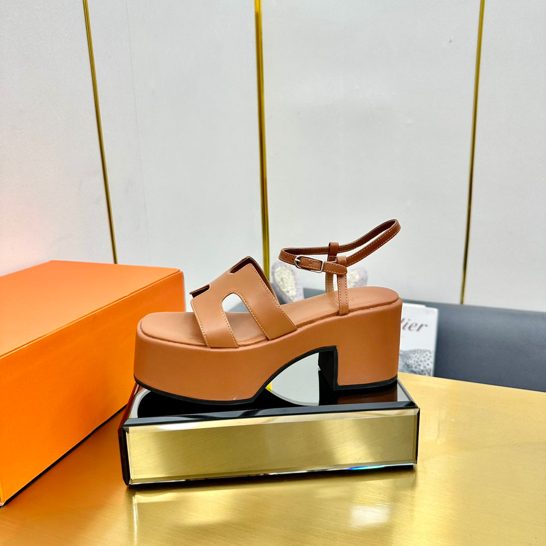 HM Platform Slingback Brown Calfskin 370755