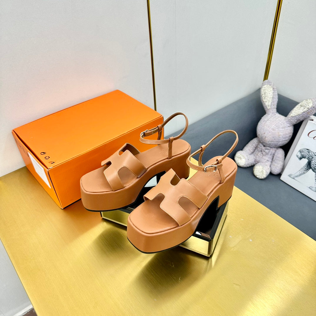 HM Platform Slingback Brown Calfskin 370755