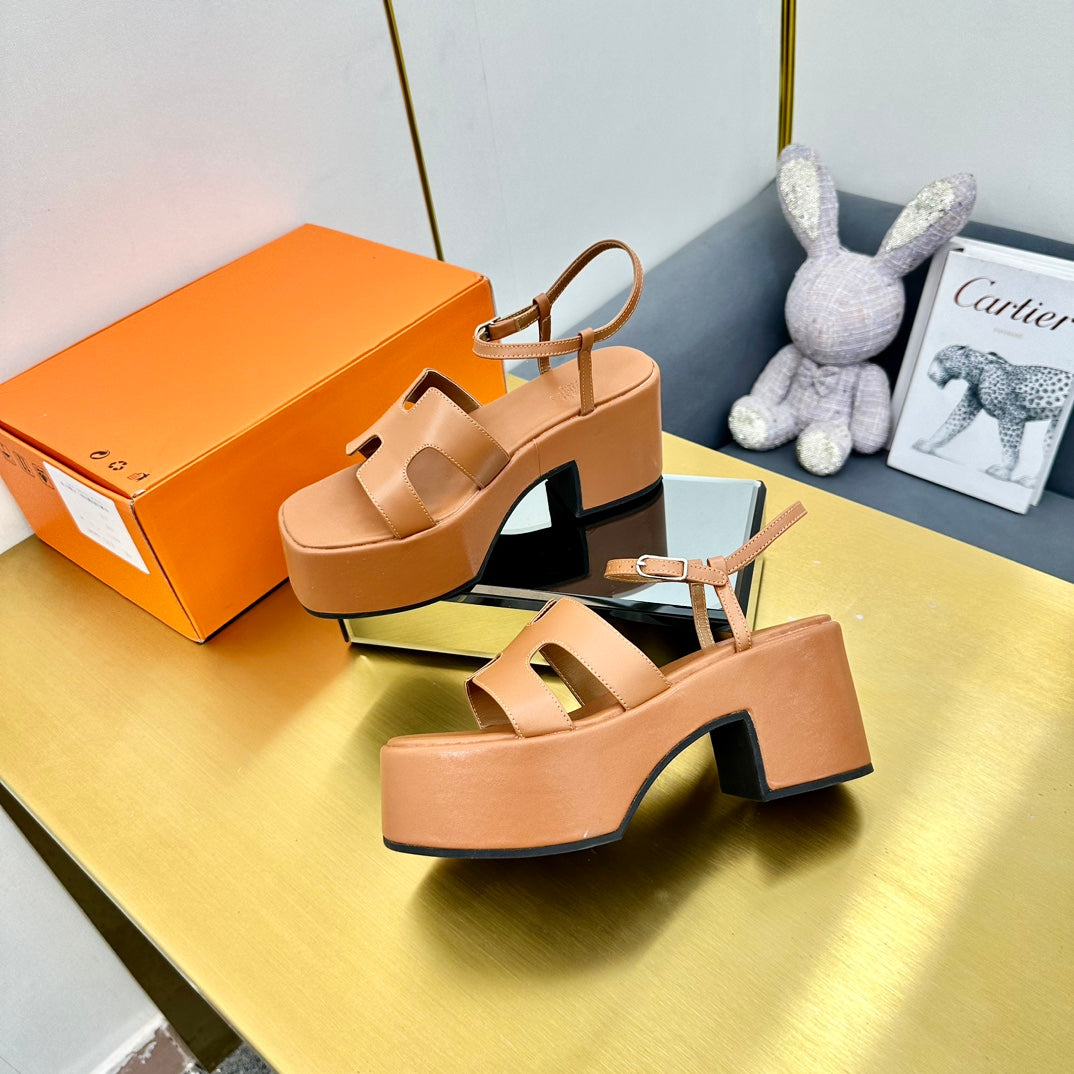 HM Platform Slingback Brown Calfskin 370755