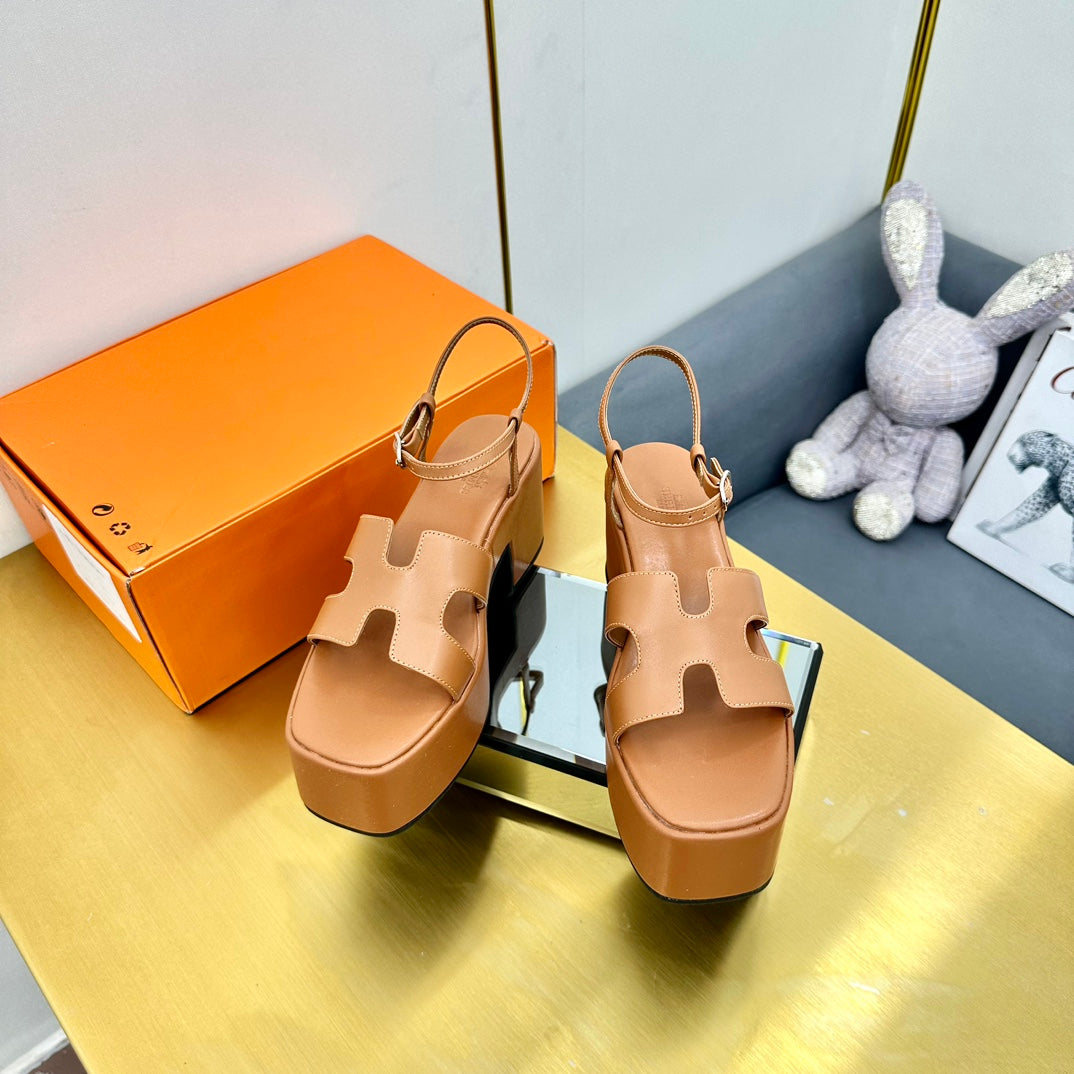 HM Platform Slingback Brown Calfskin 370755