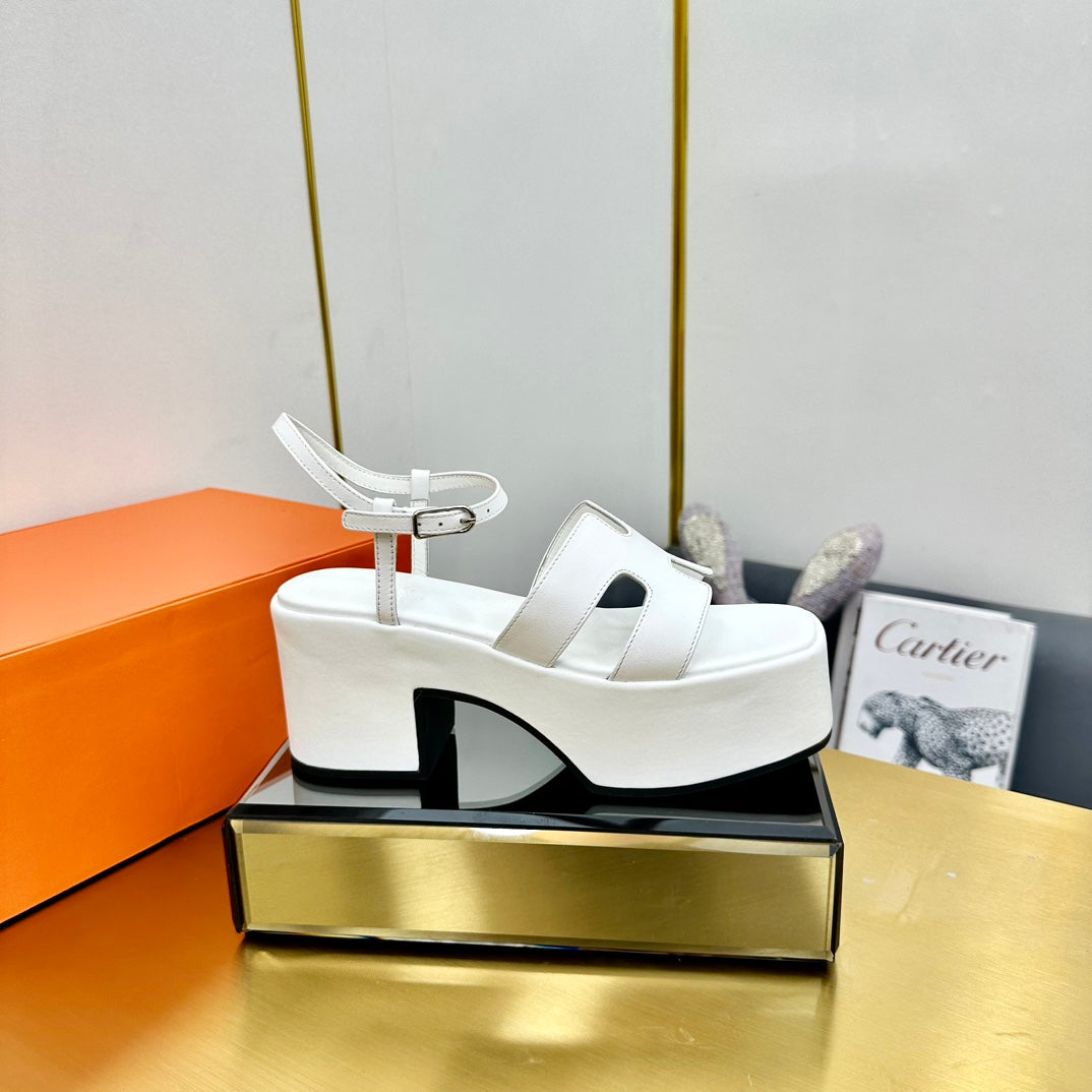 HM Platform Slingback White Calfskin 370756