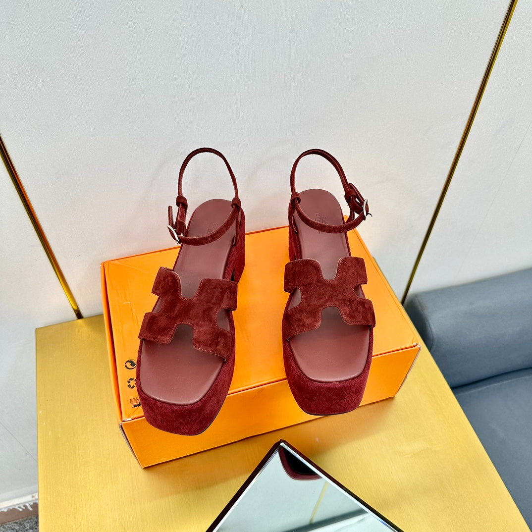 HM Platform Slingback Red Suede 370759