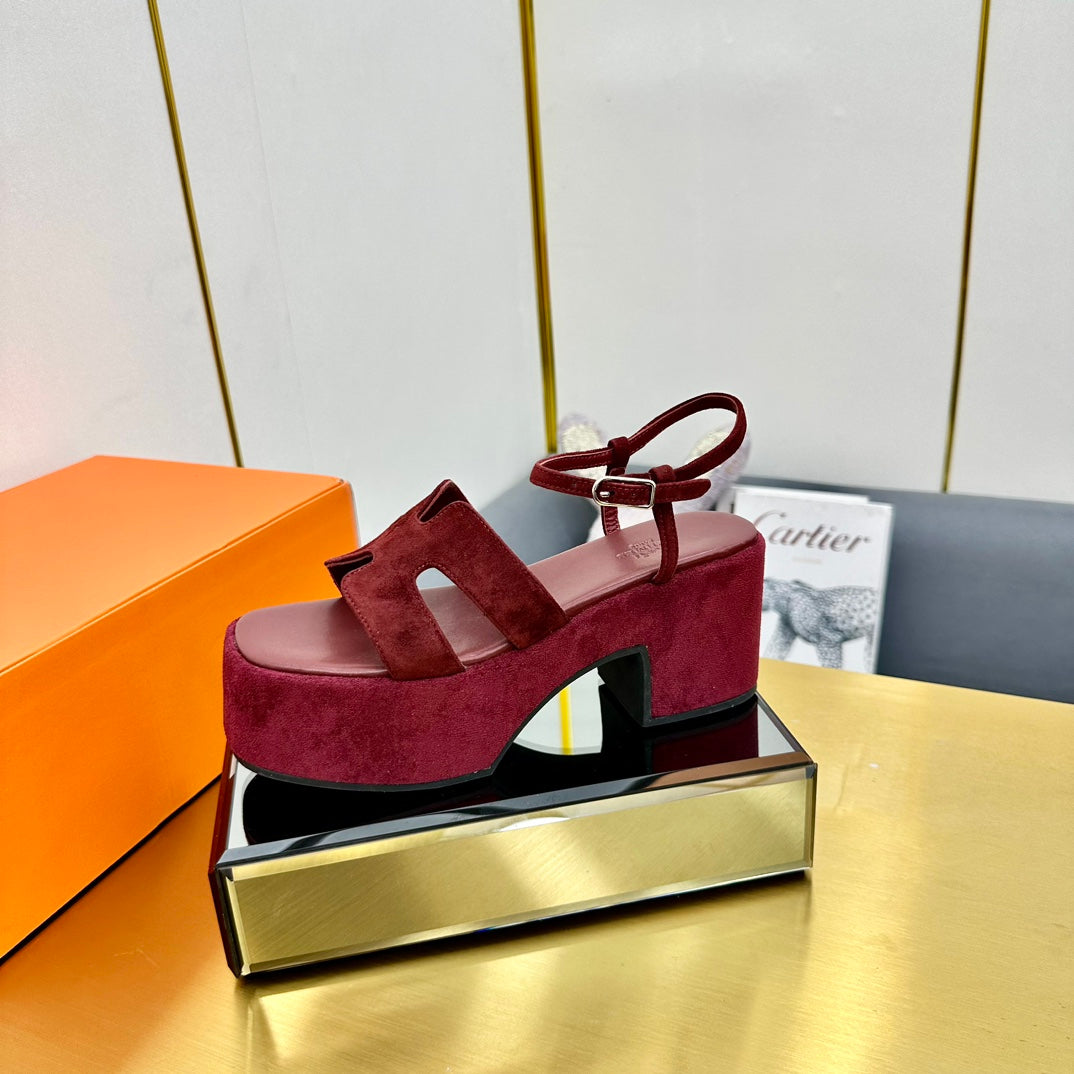 HM Platform Slingback Red Suede 370759