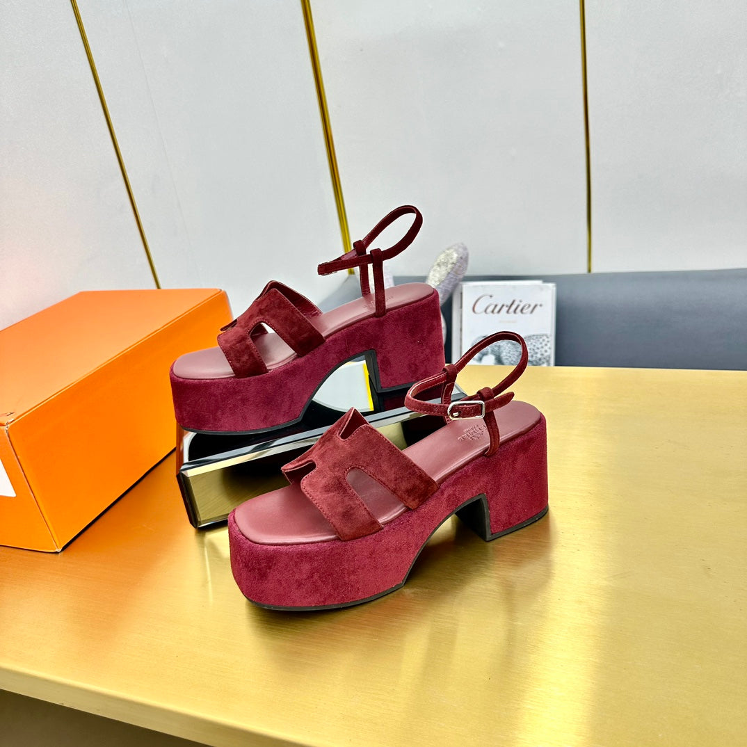 HM Platform Slingback Red Suede 370759