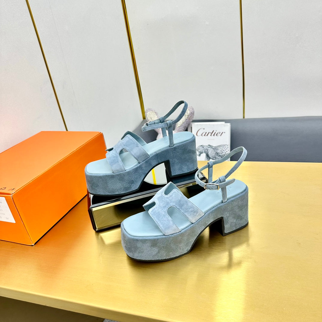 HM Platform Slingback Blue Suede 370763