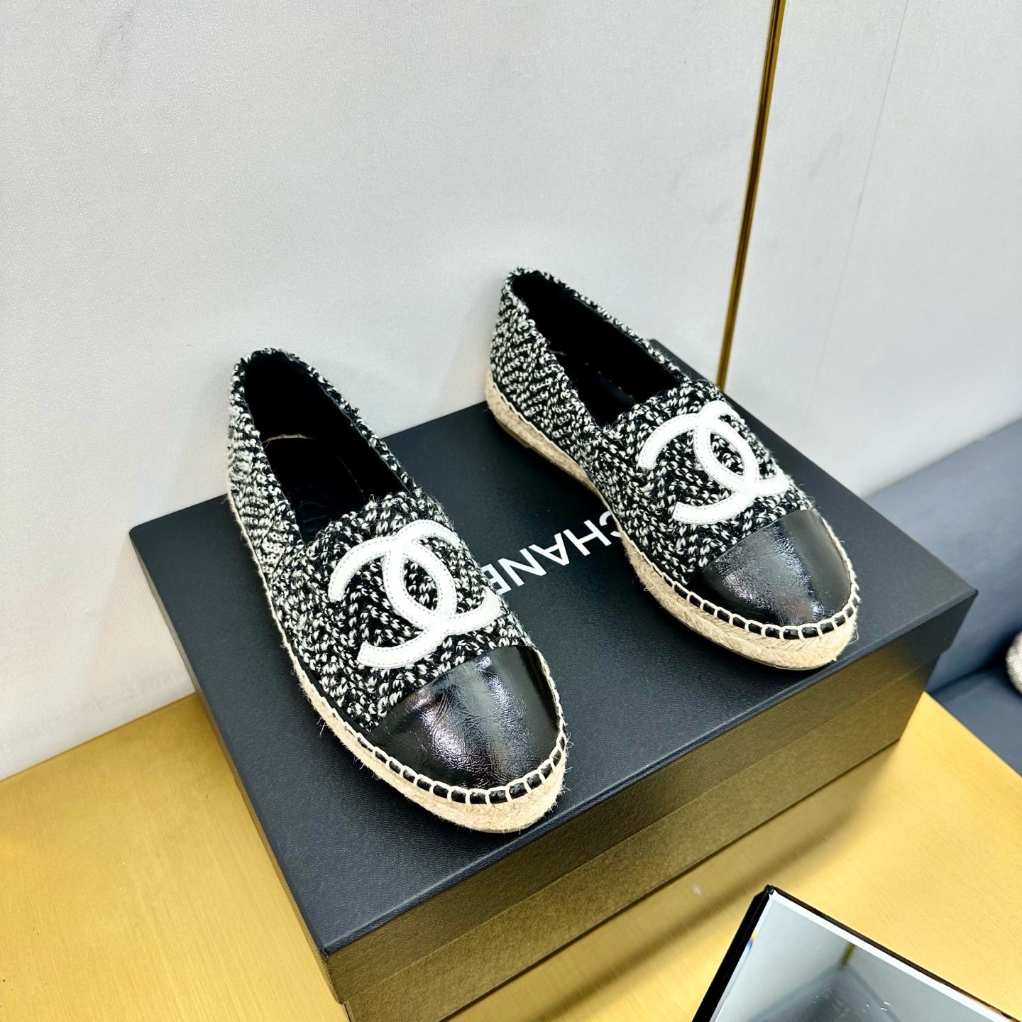 CC 25s Slipâ€“on Espadrilles Black/White Wool 297818