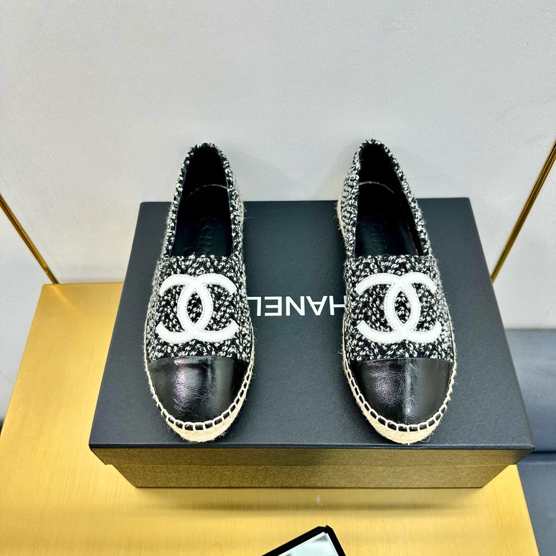 CC 25s Slipâ€“on Espadrilles Black/White Wool 297818