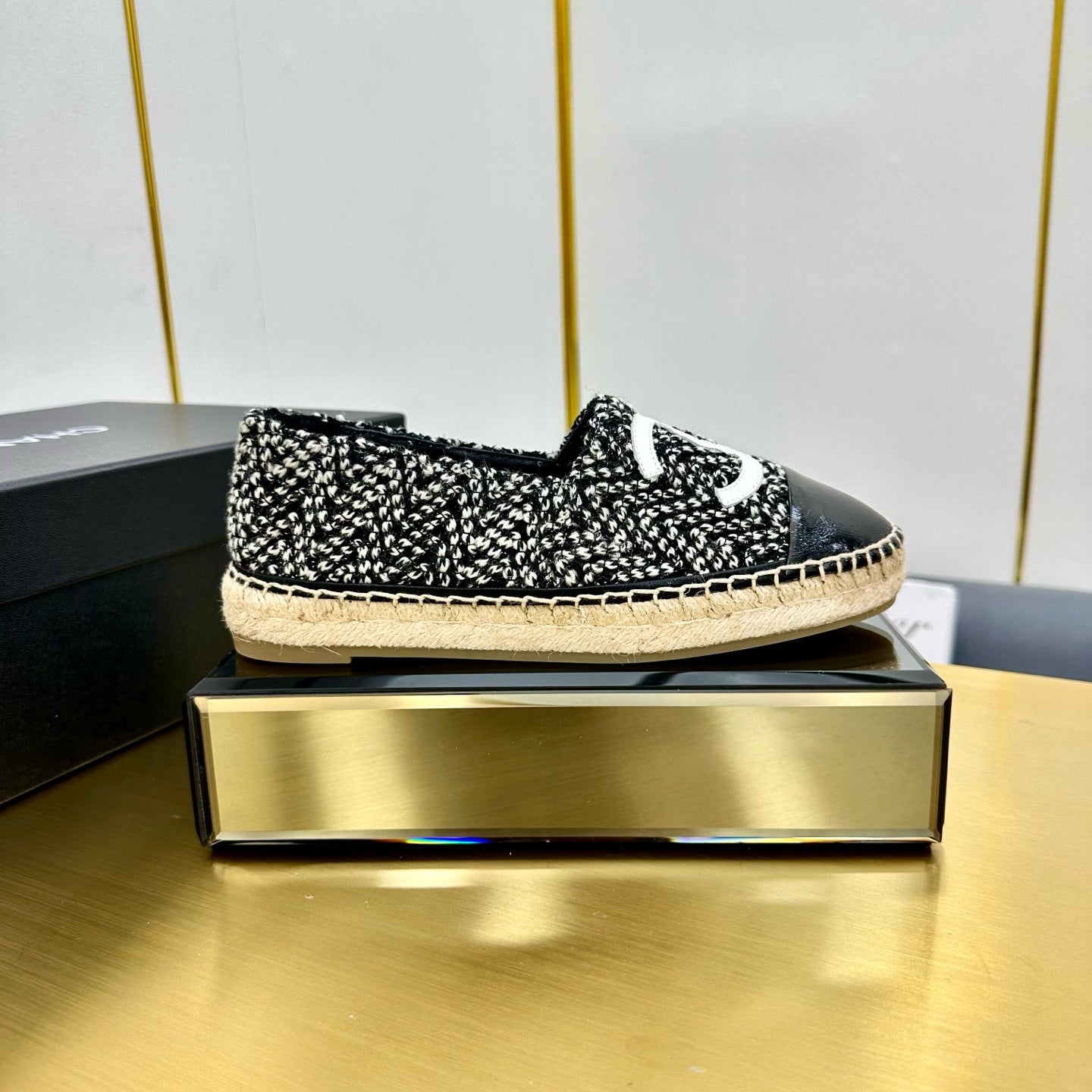 CC 25s Slipâ€“on Espadrilles Black/White Wool 297818