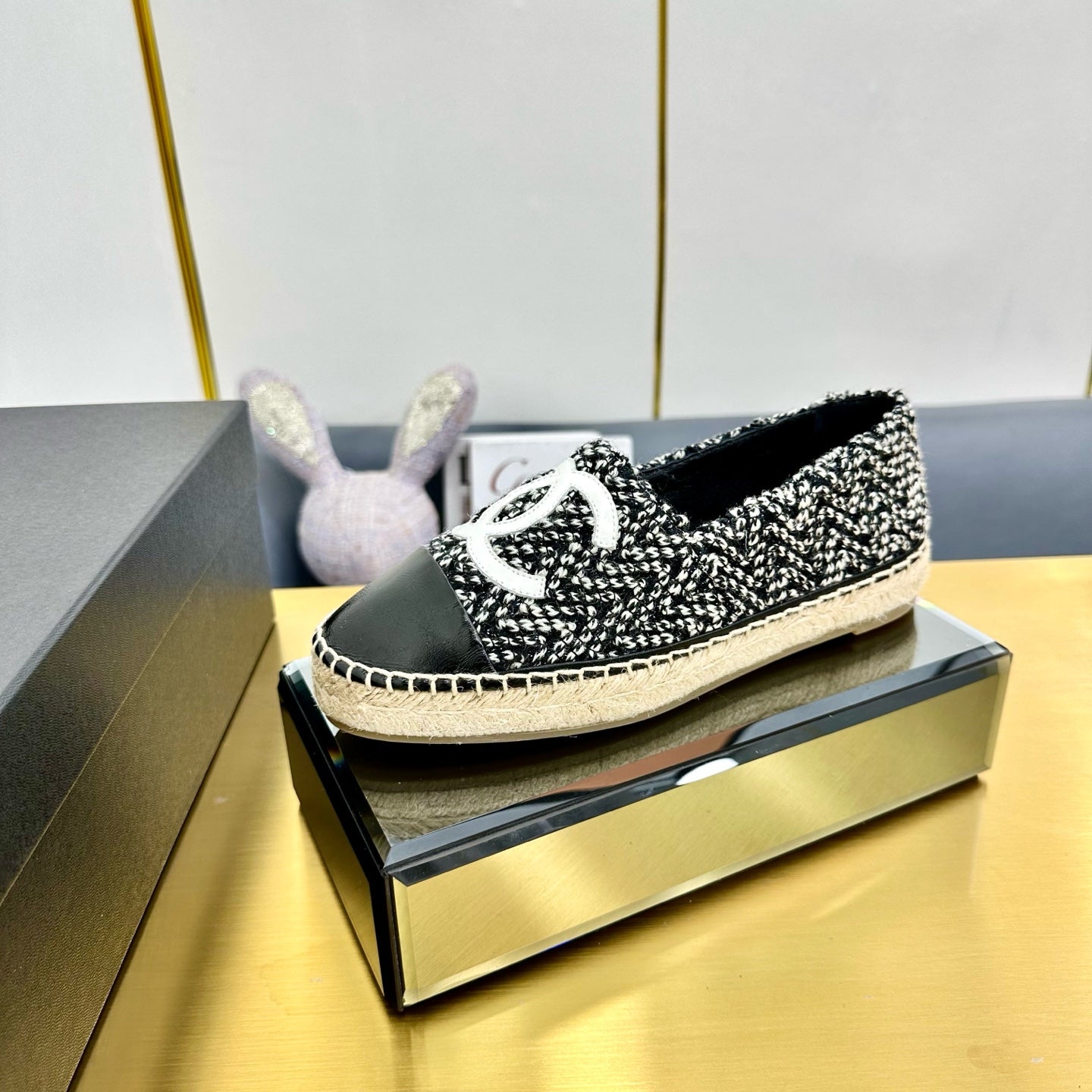 CC 25s Slipâ€“on Espadrilles Black/White Wool 297818