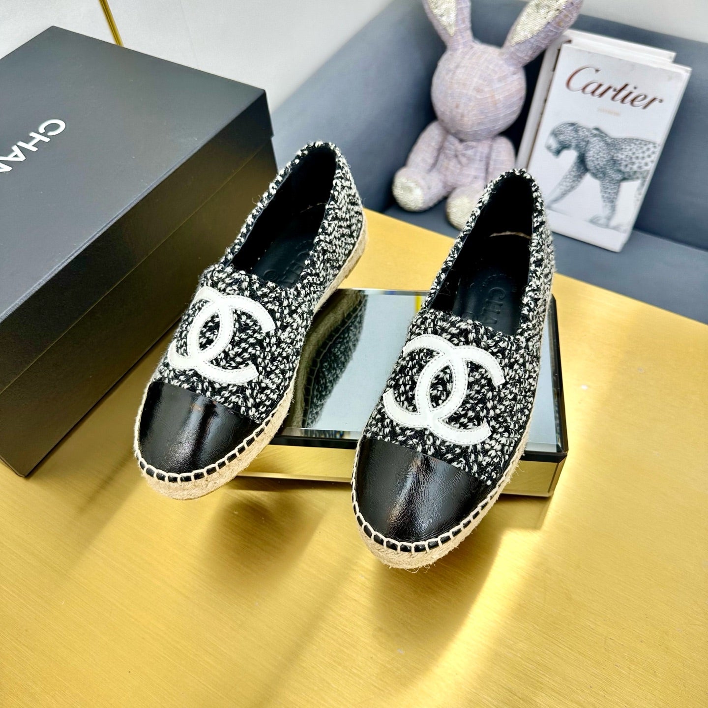 CC 25s Slipâ€“on Espadrilles Black/White Wool 297818
