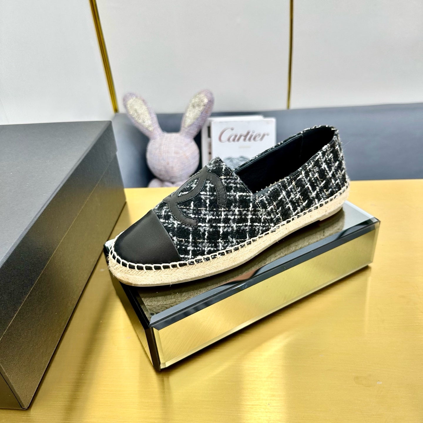 CC 25s Slipâ€“on Espadrilles Black/White Tweed 297824