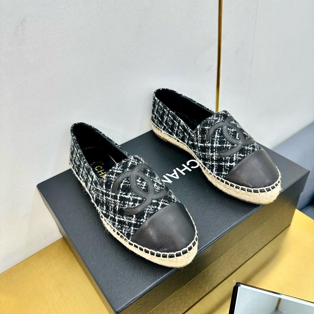 CC 25s Slipâ€“on Espadrilles Black/White Tweed 297824