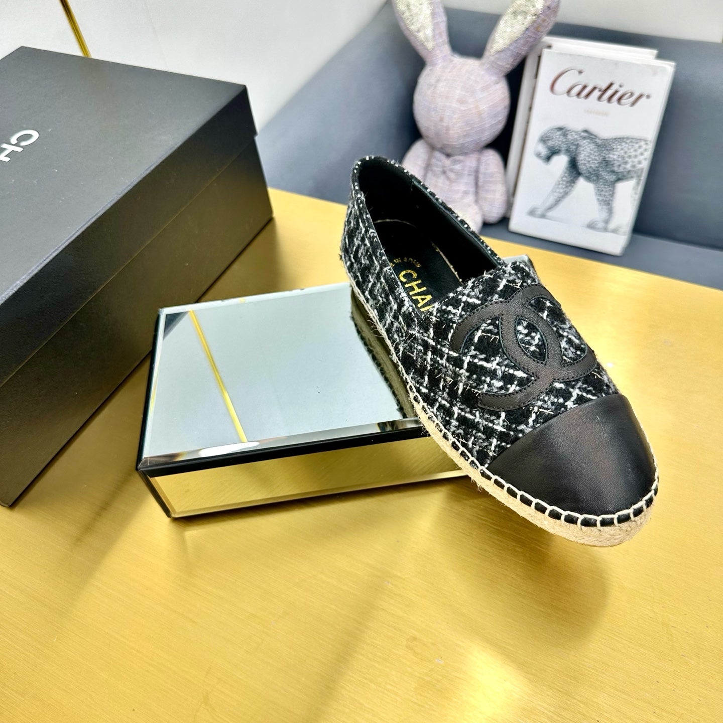 CC 25s Slipâ€“on Espadrilles Black/White Tweed 297824