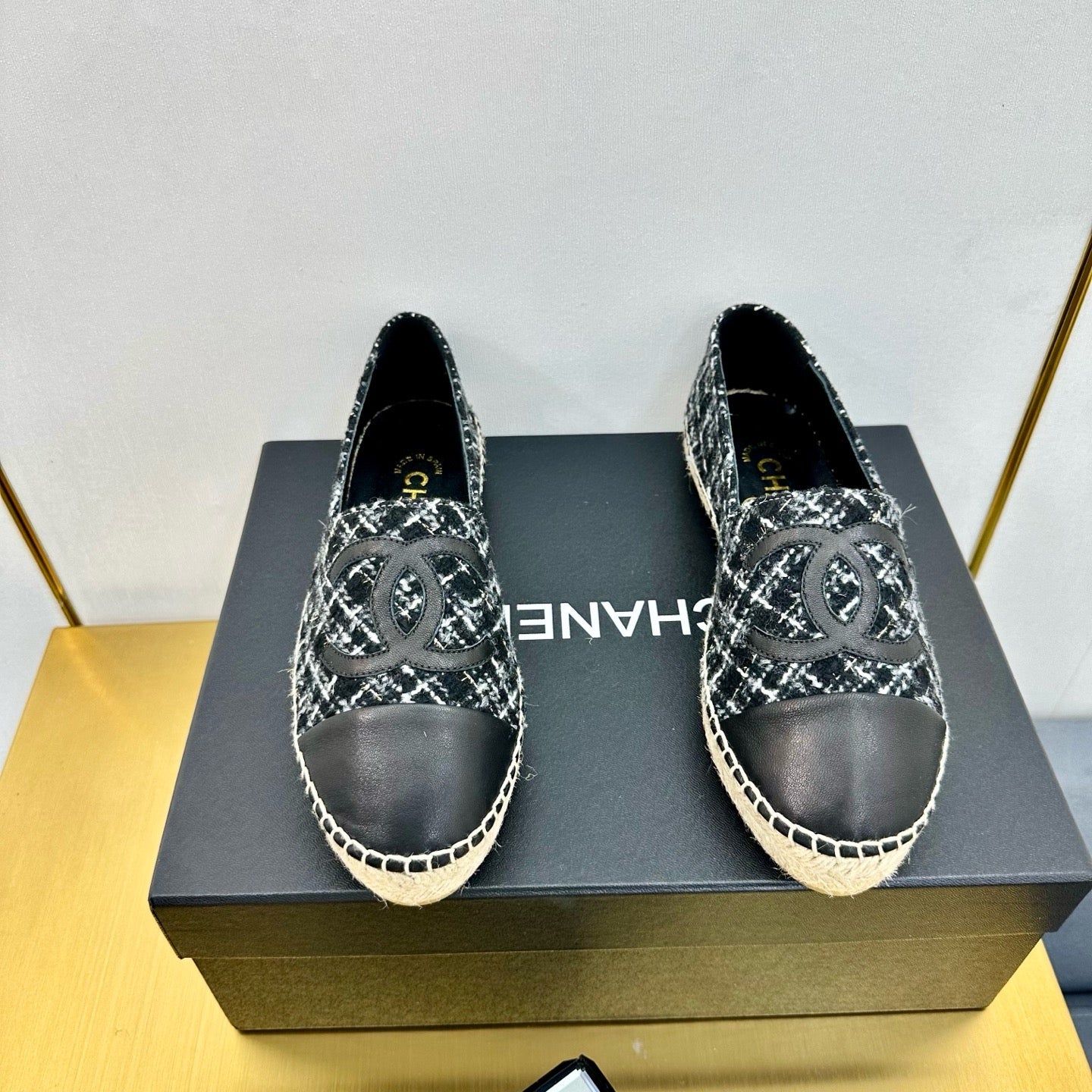 CC 25s Slipâ€“on Espadrilles Black/White Tweed 297824