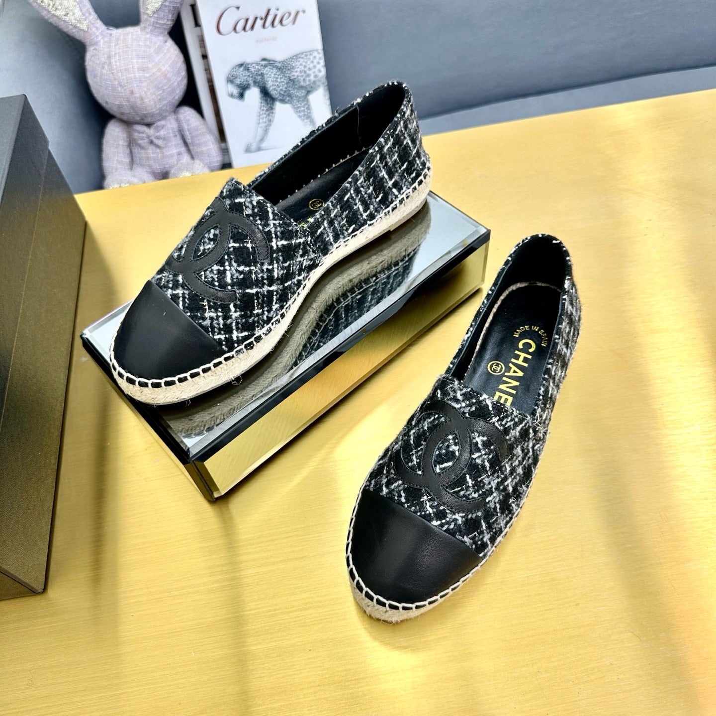 CC 25s Slipâ€“on Espadrilles Black/White Tweed 297824