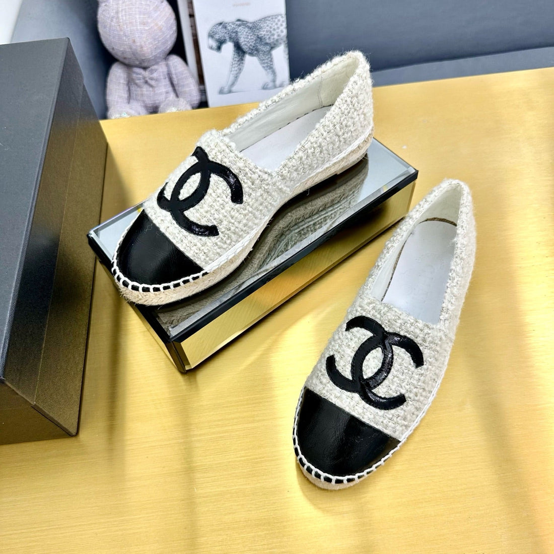 CC 25s Slipâ€“on Espadrilles Black Beige Tweed 297825