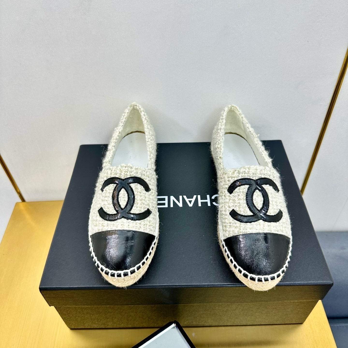 CC 25s Slipâ€“on Espadrilles Black Beige Tweed 297825