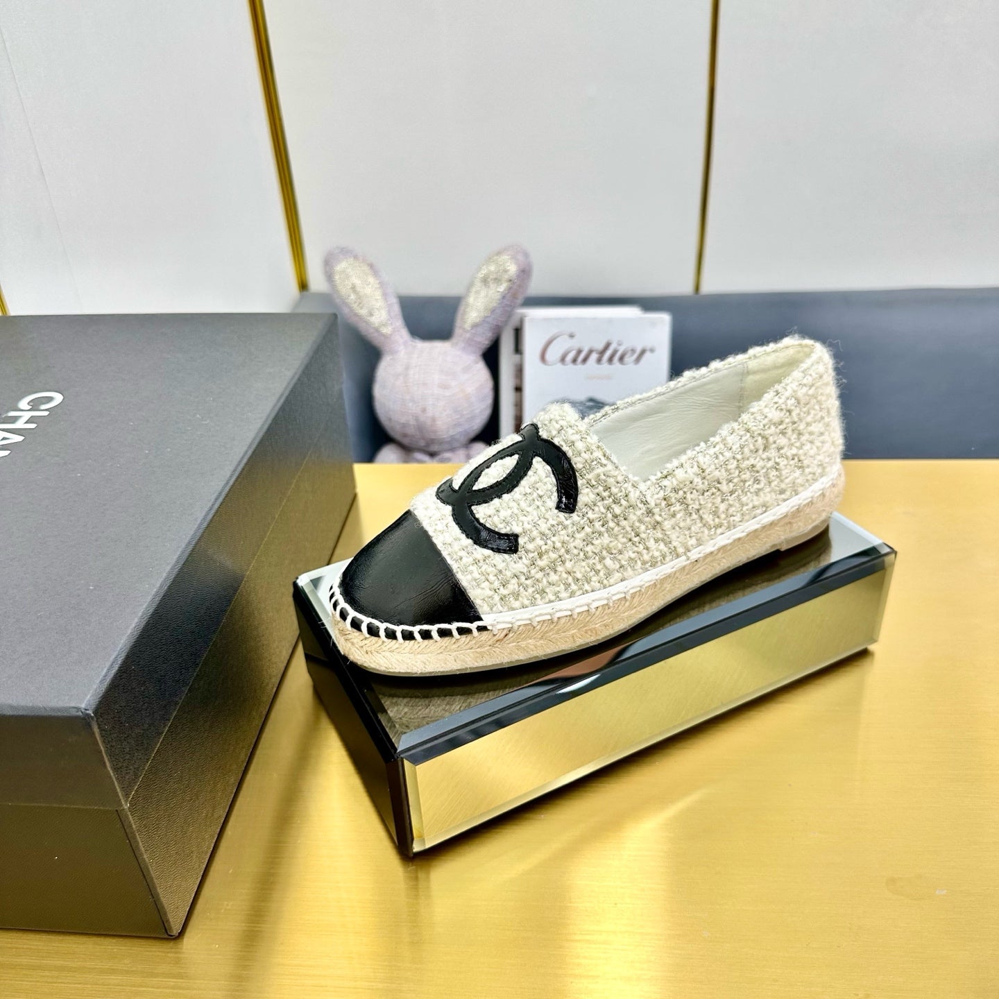 CC 25s Slipâ€“on Espadrilles Black Beige Tweed 297825