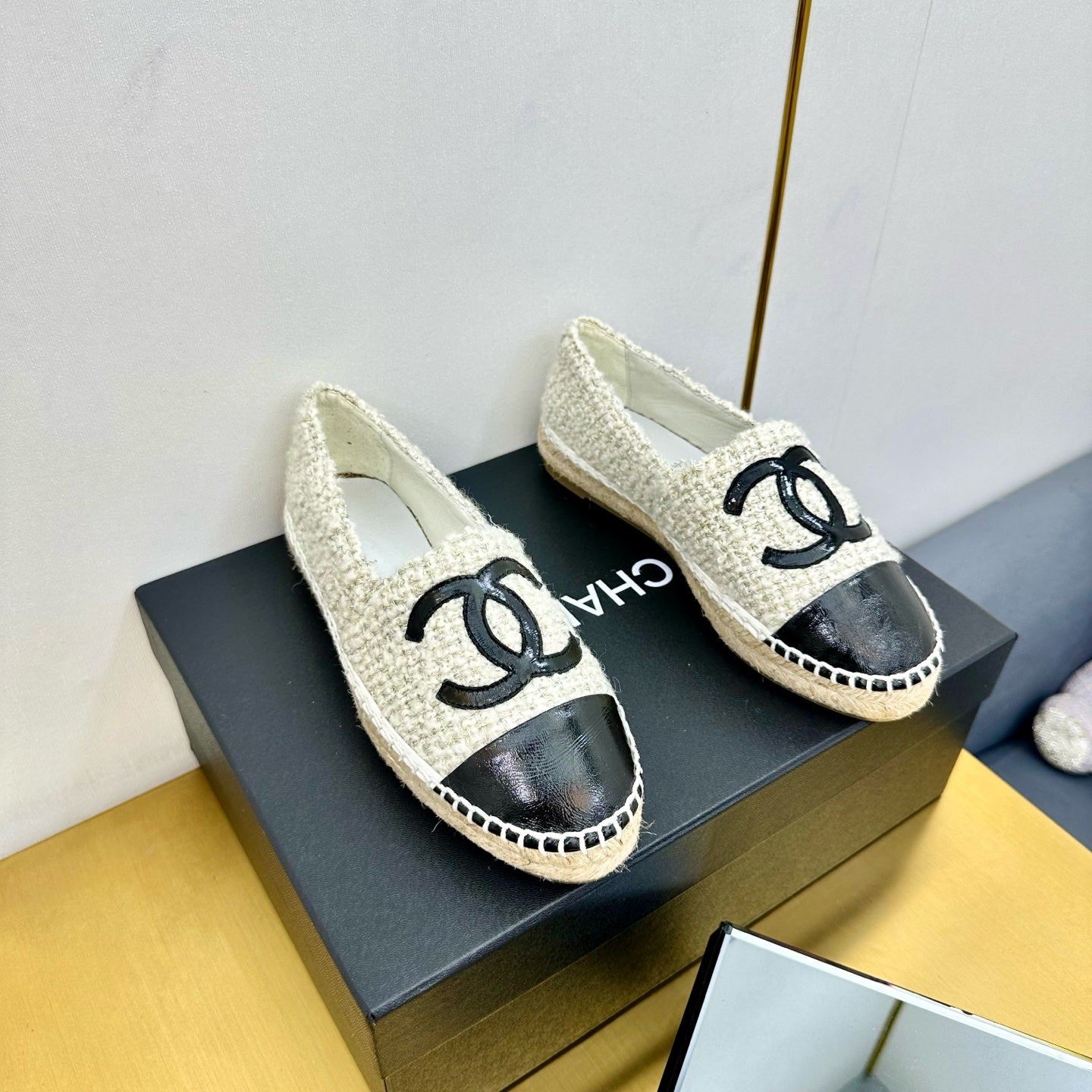 CC 25s Slipâ€“on Espadrilles Black Beige Tweed 297825